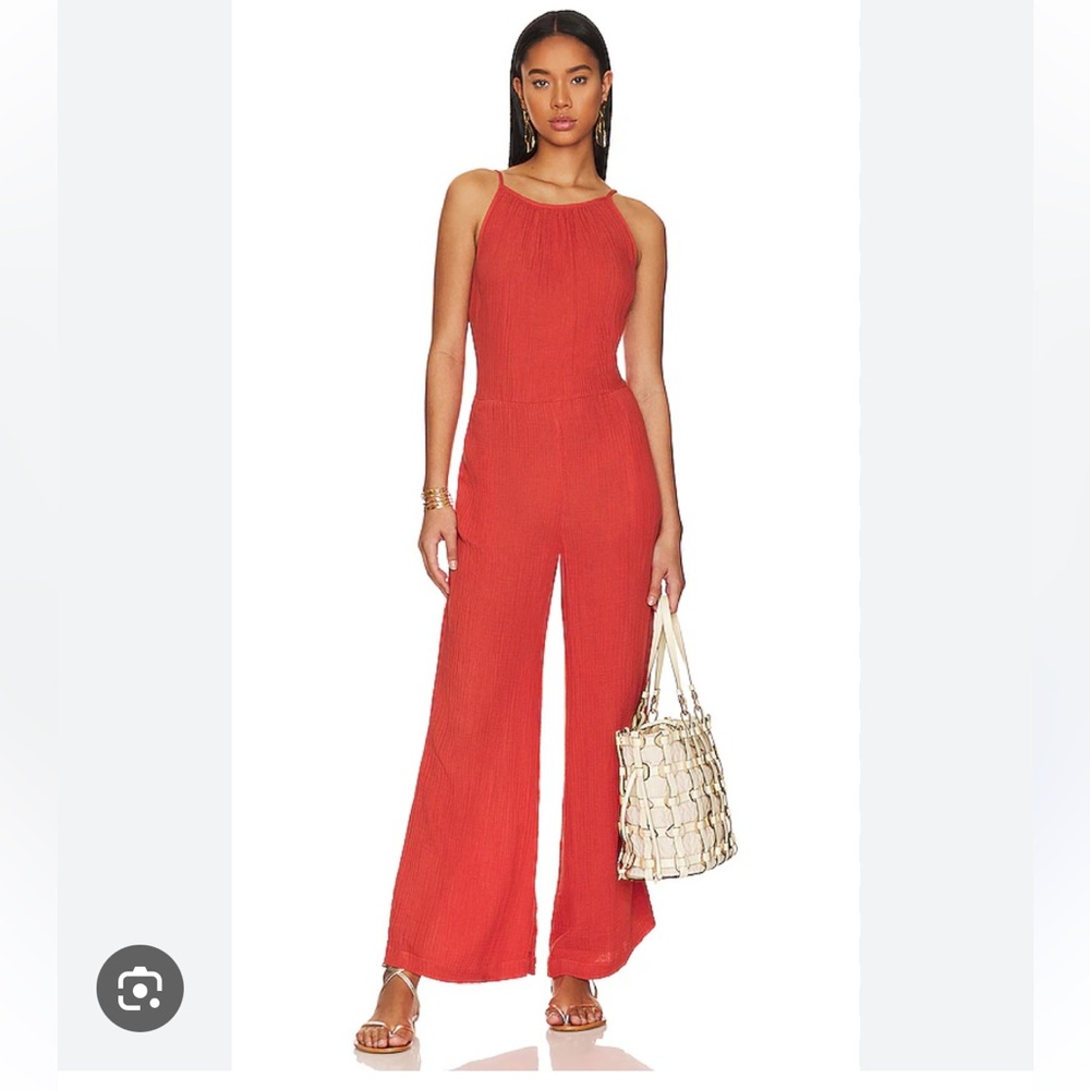 NWT Bella Dahl Palm Smocked Back Cami Jumpsuit Sz XS Bright Night Blue READ